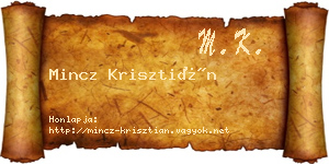 Mincz Krisztián névjegykártya